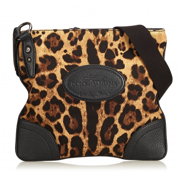 Leopard Printed Cotton Crossbody Bag 