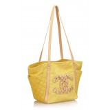 Chanel Vintage - Camellia CC Tote Bag - Yellow - Leather and Canvas Handbag - Luxury High Quality