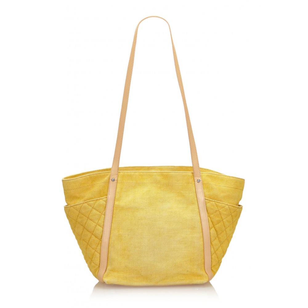 Chanel Mustard Yellow Caviar Leather Timeless CC Chain Tote Bag