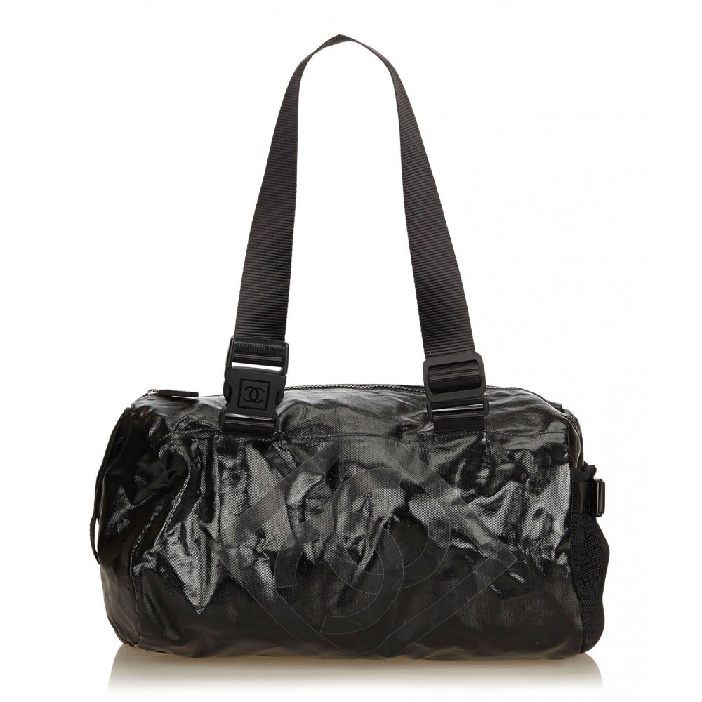 Chanel Vintage - Coated Canvas Sport Line Shoulder Bag - Black