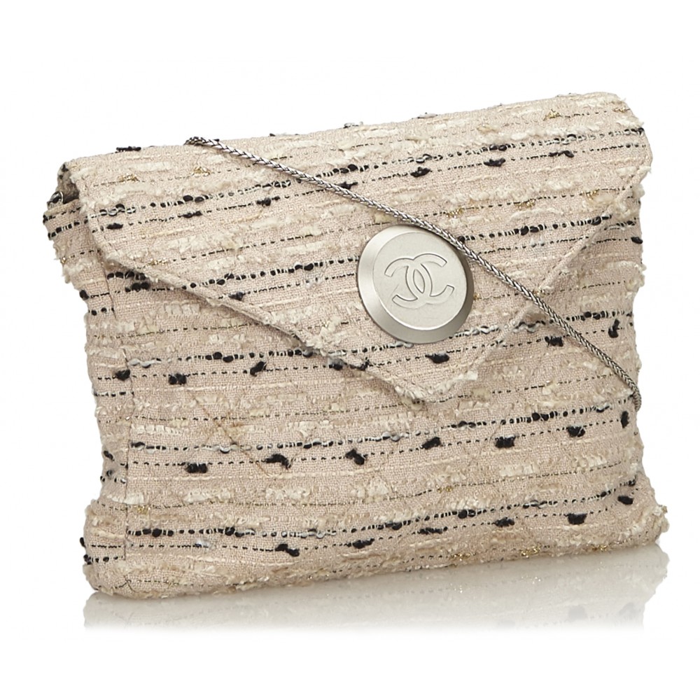 Chanel Vintage - Tweed Chain Envelope Bag - White - Fabric and Tweed Handbag  - Luxury High Quality - Avvenice