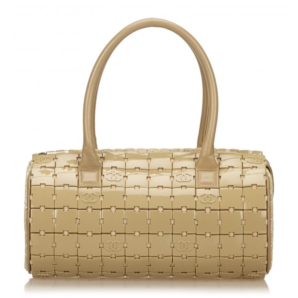 Chanel Vintage - PVC Puzzle Block Handbag Bag - Brown Beige