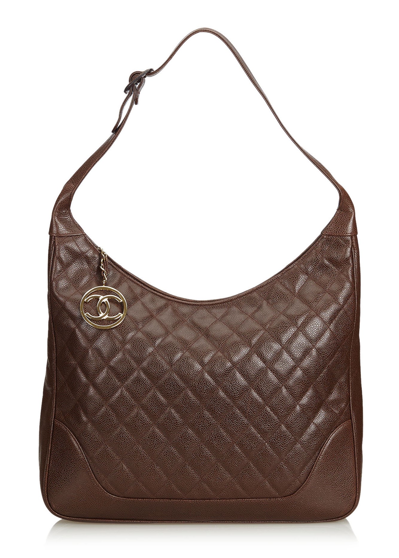 Chanel Vintage - Quilted Caviar Leather Shoulder Bag - Brown