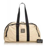 Chanel Vintage - CC Nylon Sport Line Duffle Bag - Marrone Beige - Borsa in Pelle e Tessuto - Alta Qualità Luxury