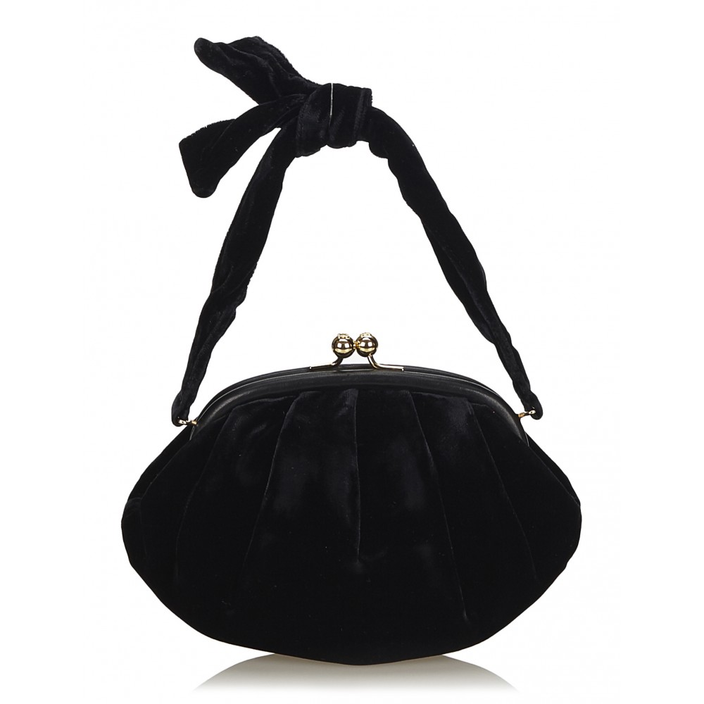 Chanel Vintage - Velour Handbag Bag - Black - Leather and Velour Handbag -  Luxury High Quality - Avvenice