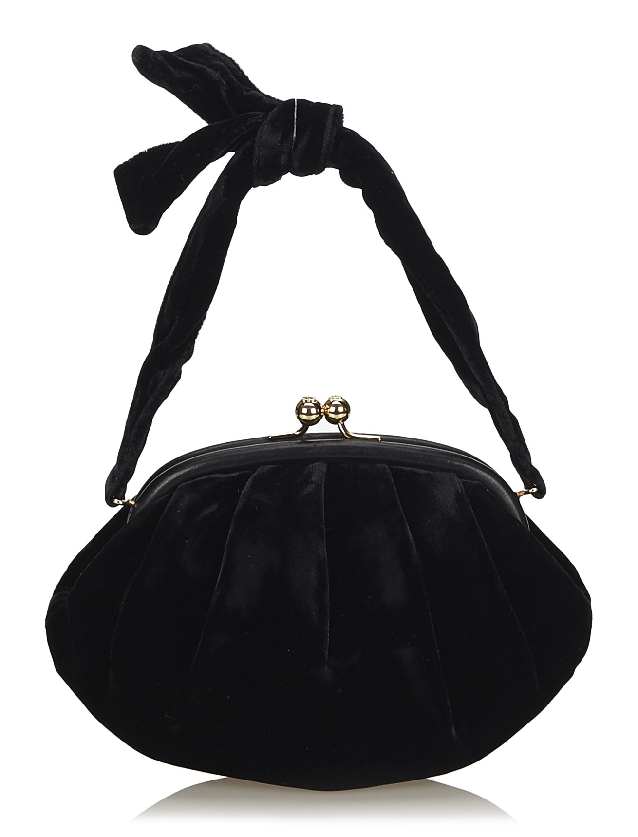 Chanel Vintage - Velour Handbag Bag - Black - Leather and Velour