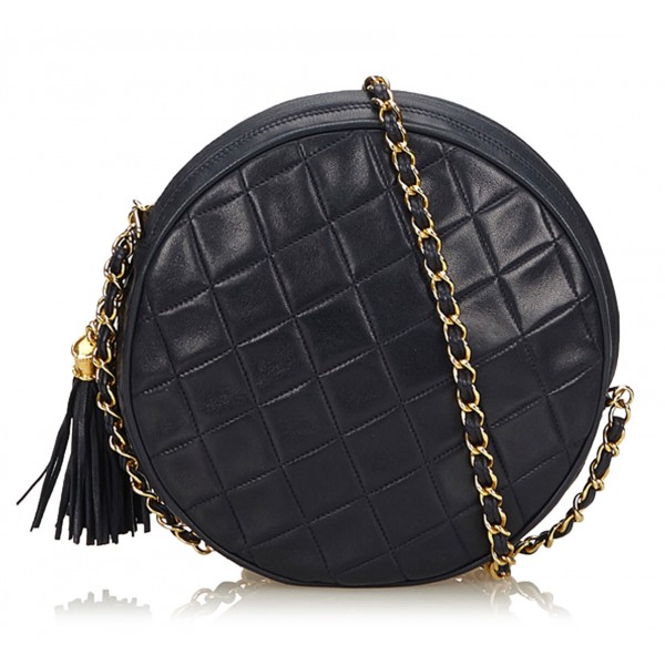 Chanel Vintage - Matelasse Tassel Lambskin Leather Bag - Nero - Borsa in Pelle e Agnello - Alta Qualità Luxury