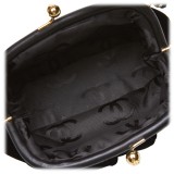 Chanel Vintage - Velour Handbag Bag - Black - Leather and Velour Handbag - Luxury High Quality