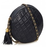 Chanel Vintage - Matelasse Tassel Lambskin Leather Bag - Nero - Borsa in Pelle e Agnello - Alta Qualità Luxury