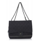 Chanel Vintage - Matelasse Chain Nylon Flap Shoulder Bag - Black - Leather and Canvas Handbag - Luxury High Quality