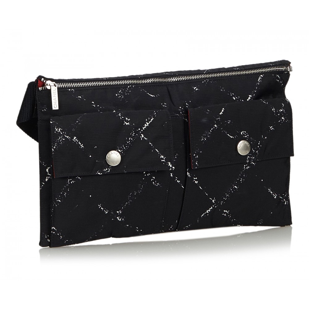 Chanel Vintage - Old Travel Line Belt Bag - Black - Canvas Handbag