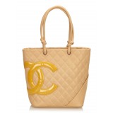 Chanel Vintage - Cambon Ligne Tote Bag - Brown Beige - Leather Handbag - Luxury High Quality