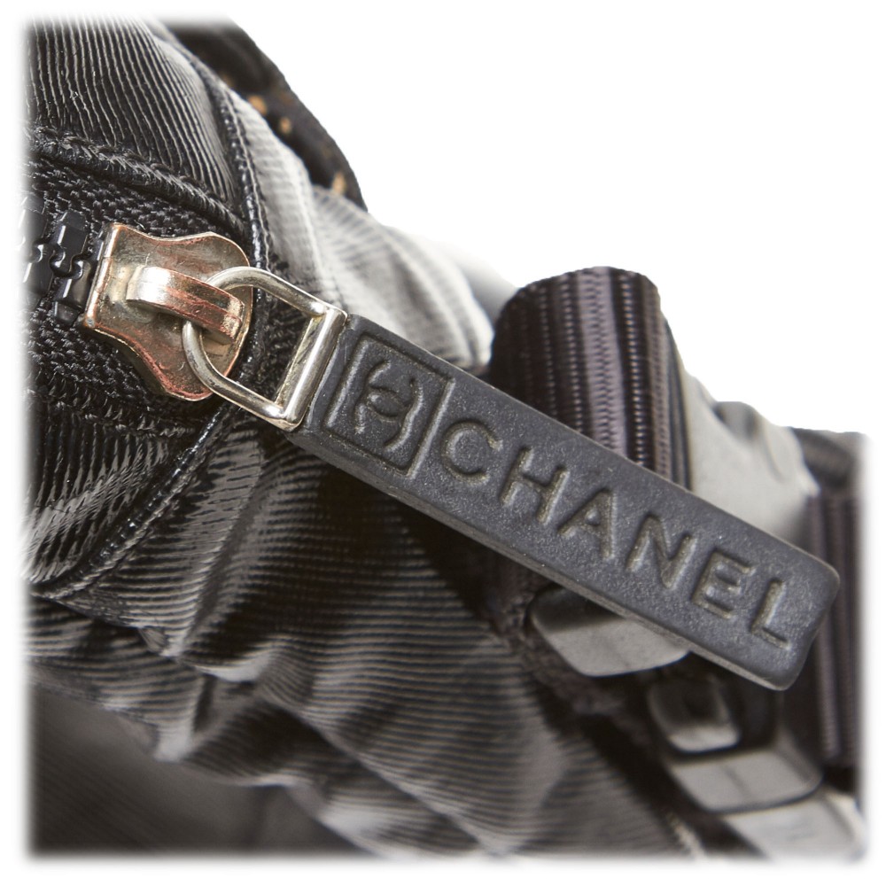 Chanel Vintage - Sports Line Crossbody Bag - Black - Canvas