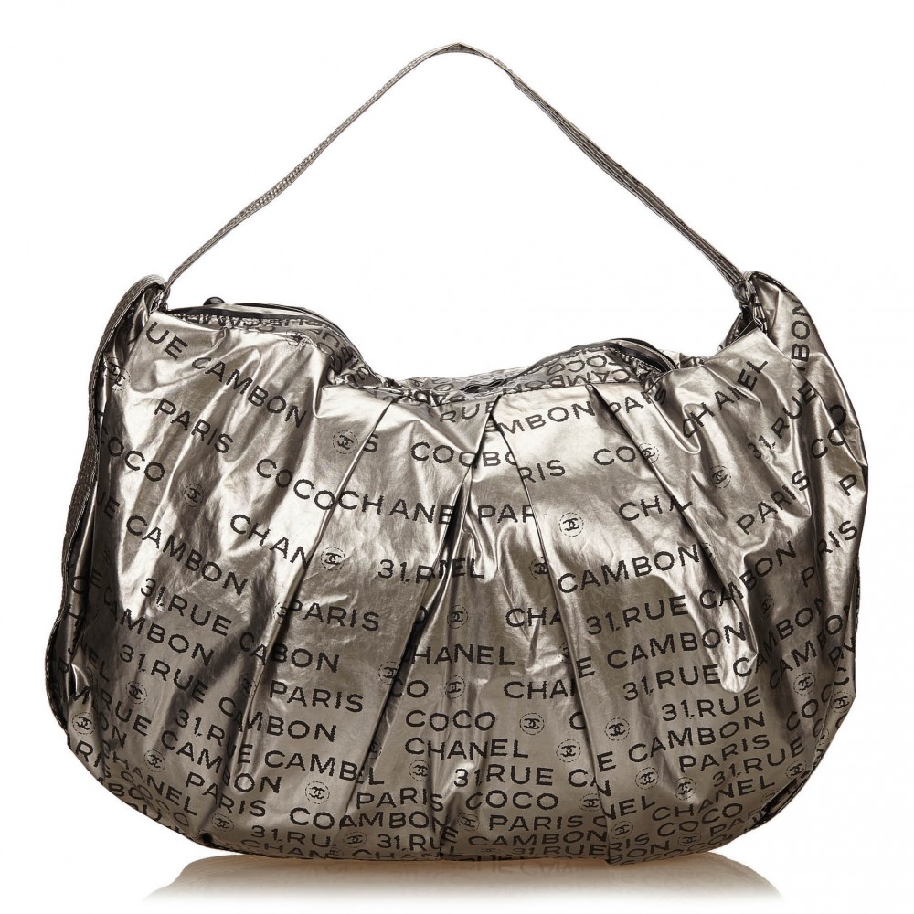 Vintage Chanel Silver Nylon Unlimited 31 Rue Cambon Shoulder Bag – Ladybag  International