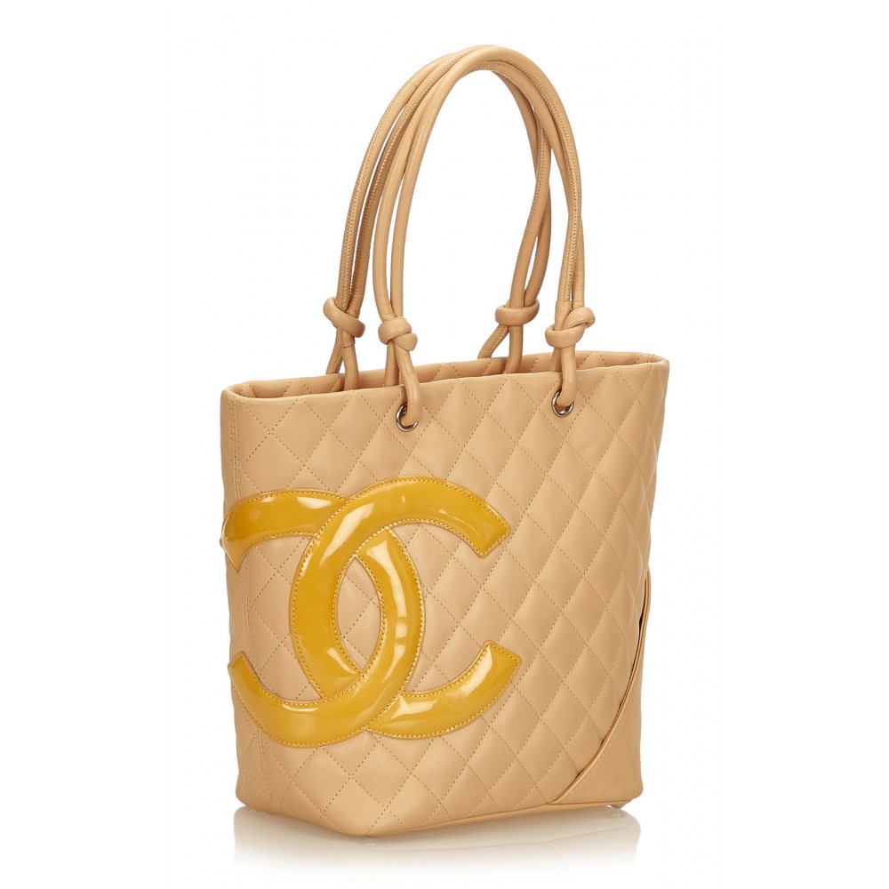 Chanel Cambon Leather Tote Bag Beige