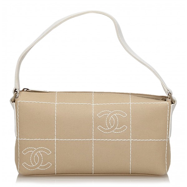 Chanel Vintage - Canvas Handbag Bag - Brown Beige - Canvas Handbag - Luxury High Quality