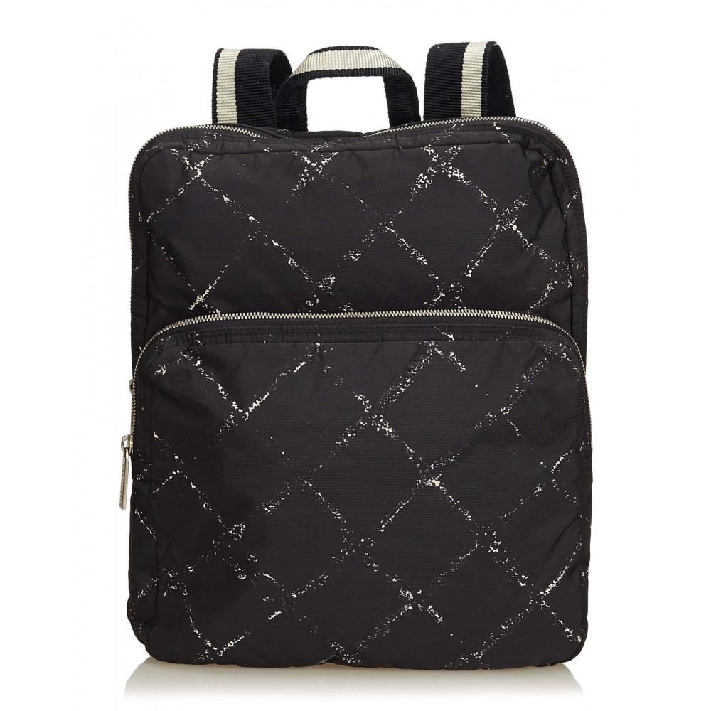 Chanel Vintage - Old Travel Line Backpack - Black - Canvas