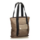 Chanel Vintage - Nylon Shoulder Bag - Brown Beige - Canvas Handbag - Luxury High Quality