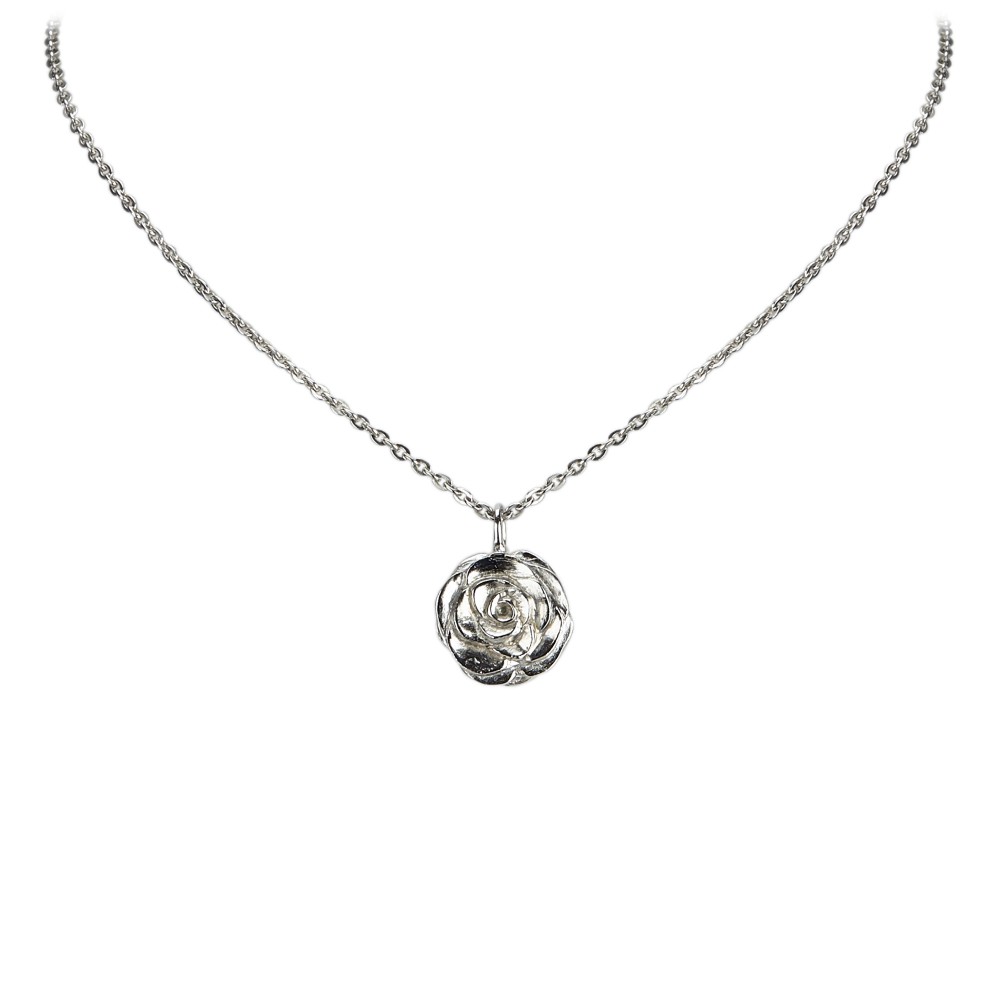 Chanel Vintage - Camellia Pendant Necklace - Silver - Necklace