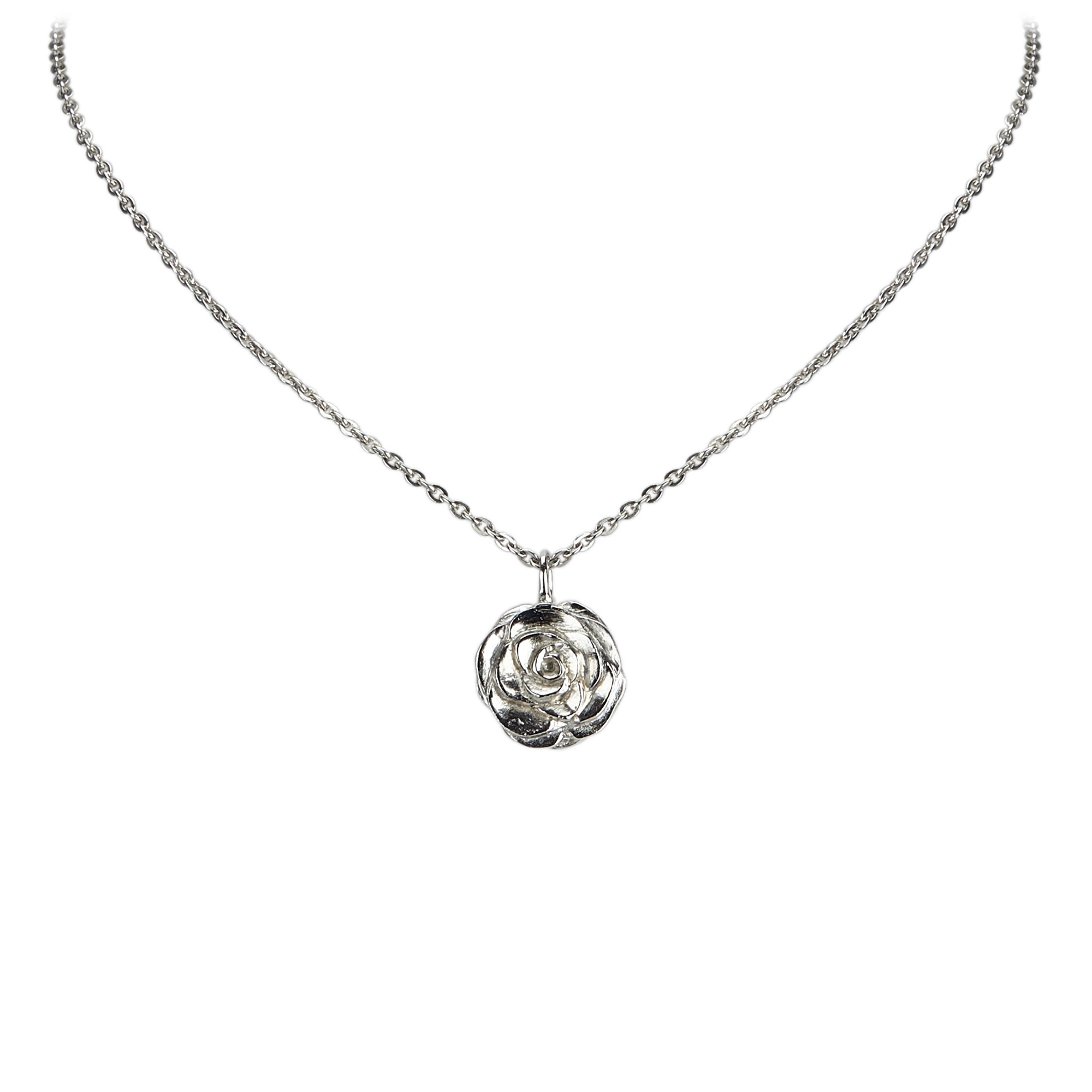 Chanel Vintage - Camellia Pendant Necklace - Silver - Necklace