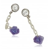 Chanel Vintage - Camellia Drop Earrings - Argento - Orecchini Chanel - Alta Qualità Luxury
