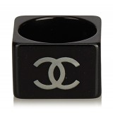 Chanel Vintage - CC Ring - Nero Bianco - Anello Chanel - Alta Qualità Luxury