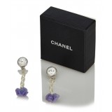 Chanel Vintage - Camellia Drop Earrings - Silver - Earrings Chanel - Luxury High Quality