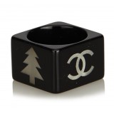 Chanel Vintage - CC Ring - Nero Bianco - Anello Chanel - Alta Qualità Luxury