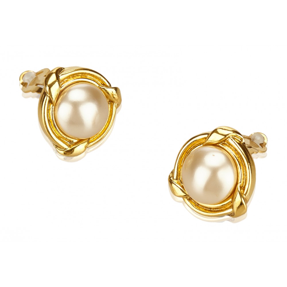 Chanel Vintage - Faux Pearl Gold-Tone Clip-On Earrings - Gold ...