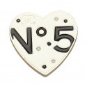 Chanel Vintage - Metal No 5 Heart Brooch - Bianca - Spilla Chanel - Alta Qualità Luxury