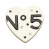 Chanel Vintage - Metal No 5 Heart Brooch - Bianca - Spilla Chanel - Alta Qualità Luxury