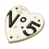Chanel Vintage - Metal No 5 Heart Brooch - White - Brooch Chanel - Luxury High Quality