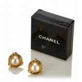 Chanel Vintage - Faux Pearl Gold-Tone Clip-On Earrings - Oro - Orecchini Chanel - Alta Qualità Luxury