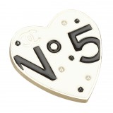 Chanel Vintage - Metal No 5 Heart Brooch - White - Brooch Chanel - Luxury High Quality