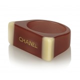 Chanel Vintage - Enamel CC Ring - Marrone - Anello Chanel - Alta Qualità Luxury