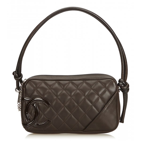 Chanel Vintage - Cambon Ligne Pochette Bag - Black - Leather and Lambskin Handbag - Luxury High Quality