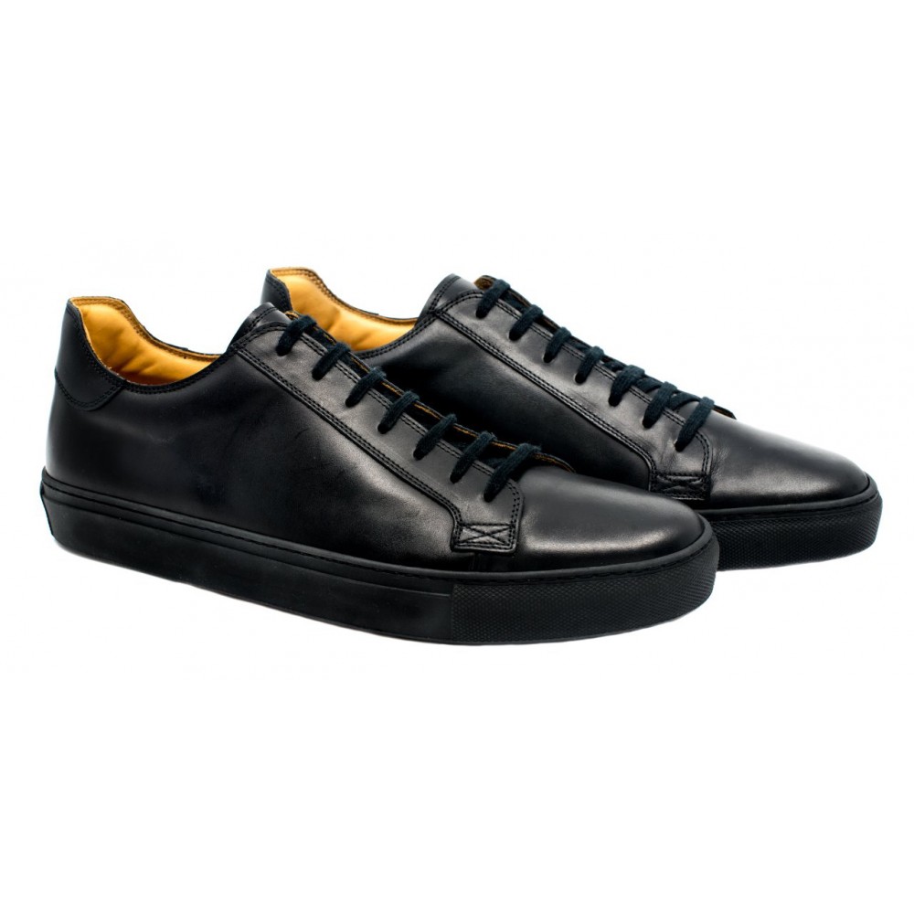 Bottega Senatore - - Sneakers - Black - Italian Handmade Man Shoes - High Quality Leather Shoes -