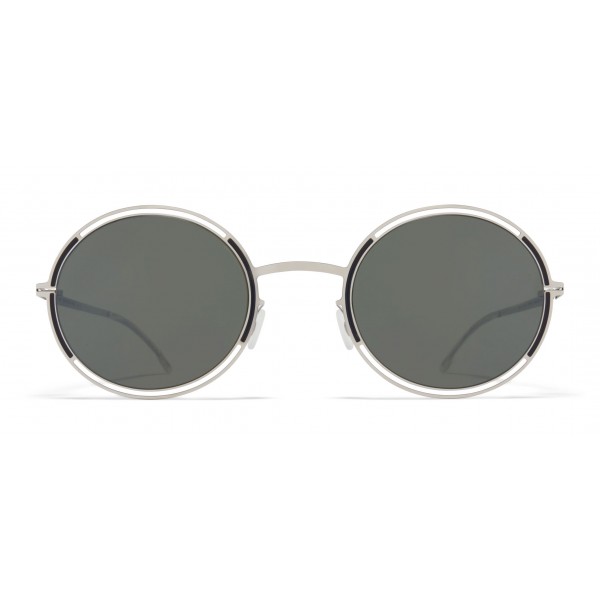 Mykita - Giselle - Occhiali da Sole Ovali in Metallo - Argento Nero - New Collection - Mykita Eyewear