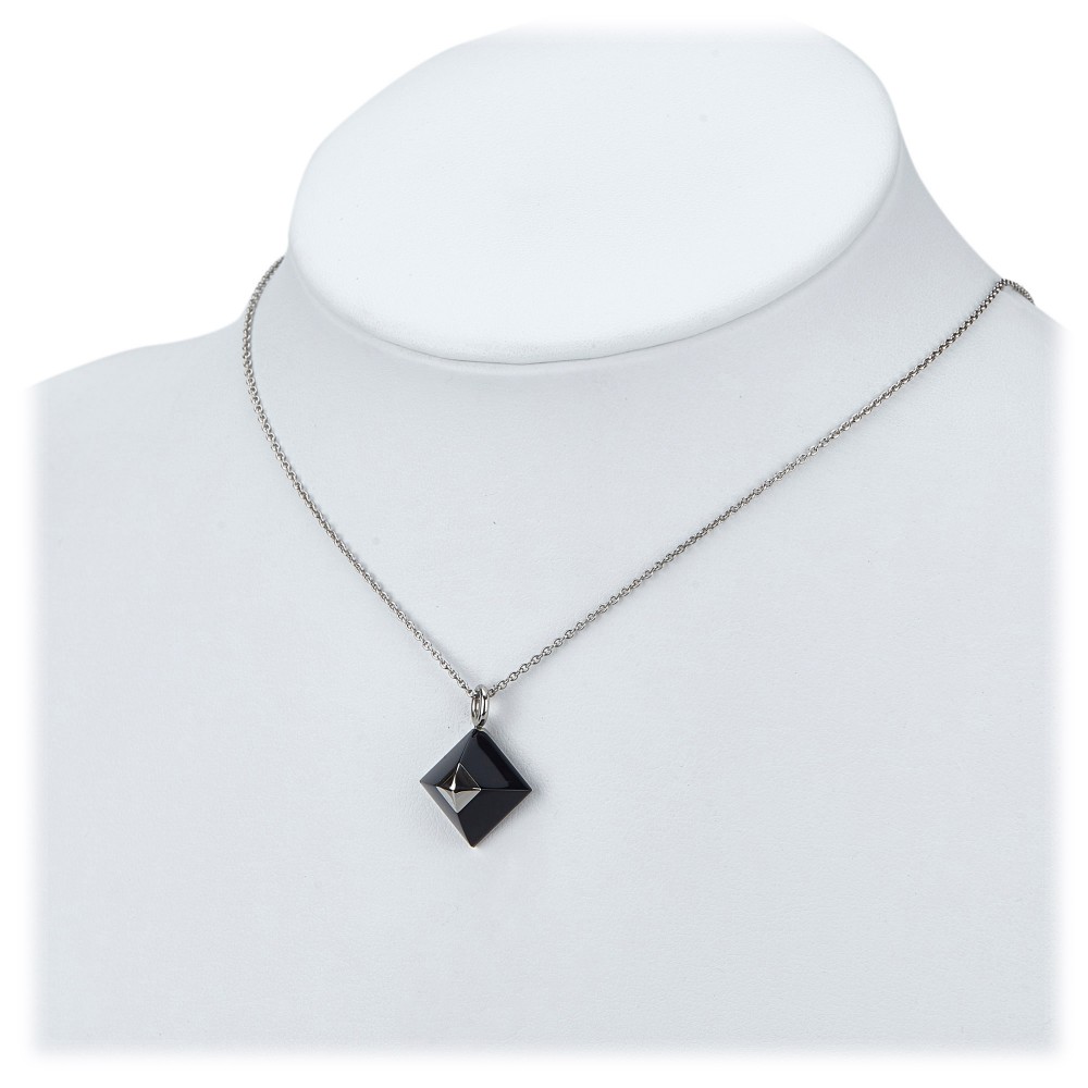 Hermès Vintage - Cupidon Pendant Necklace - Black Silver - Hermès