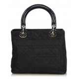 Dior Vintage - Lady Dior Nylon Cannage Handbag Bag - Black - Leather and Canvas Handbag - Luxury High Quality