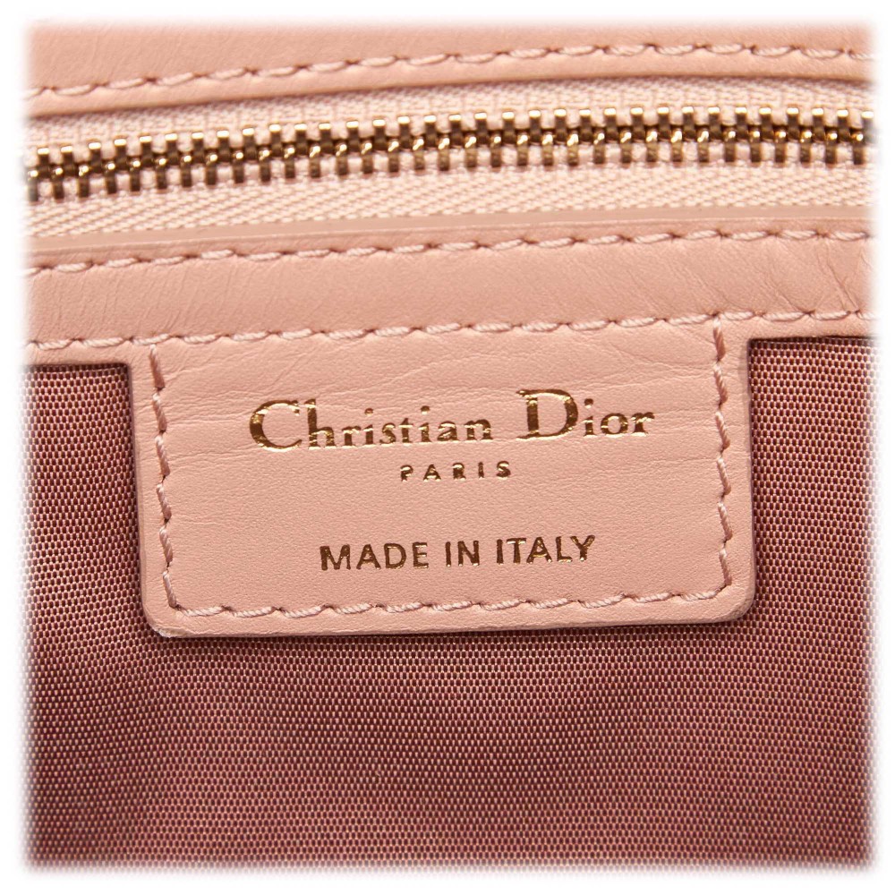 Christian Dior Panarea Cannage Tote Bag PVC Leather Pink With Logo