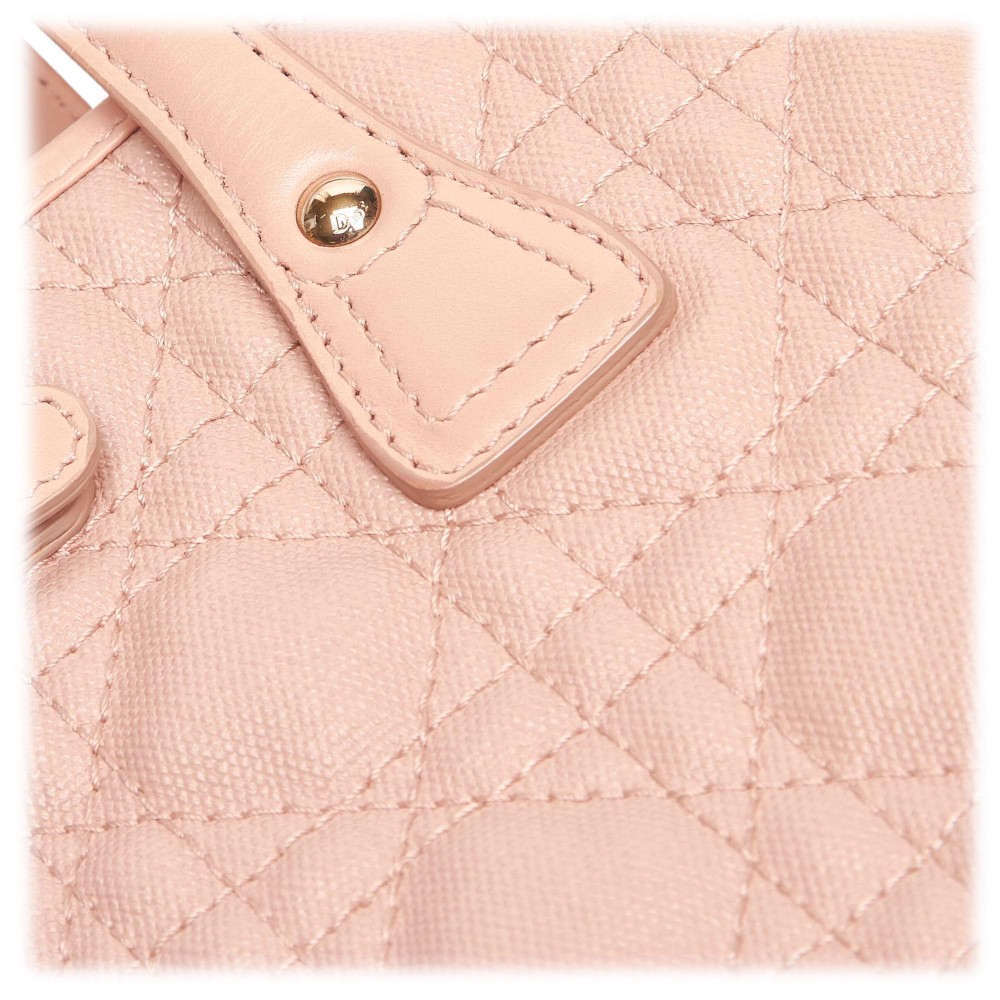CHRISTIAN DIOR Panarea Quilted Cannage Rosato Canvas Tote