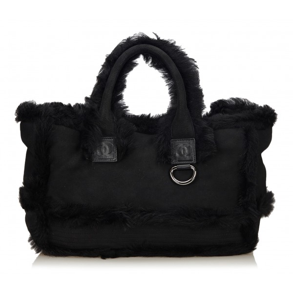 Chanel Vintage - Fur Tote Bag - Black - Fur Handbag - Luxury High Quality