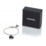 Chanel Vintage - CC Heart Charm Bracelet - Black - Chanel Bracelet - Luxury High Quality