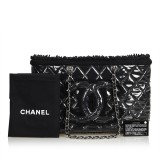 Chanel Vintage - Vinyl Toile Chain Tote Bag - Nero - Borsa in Tessuto e Vinile - Alta Qualità Luxury