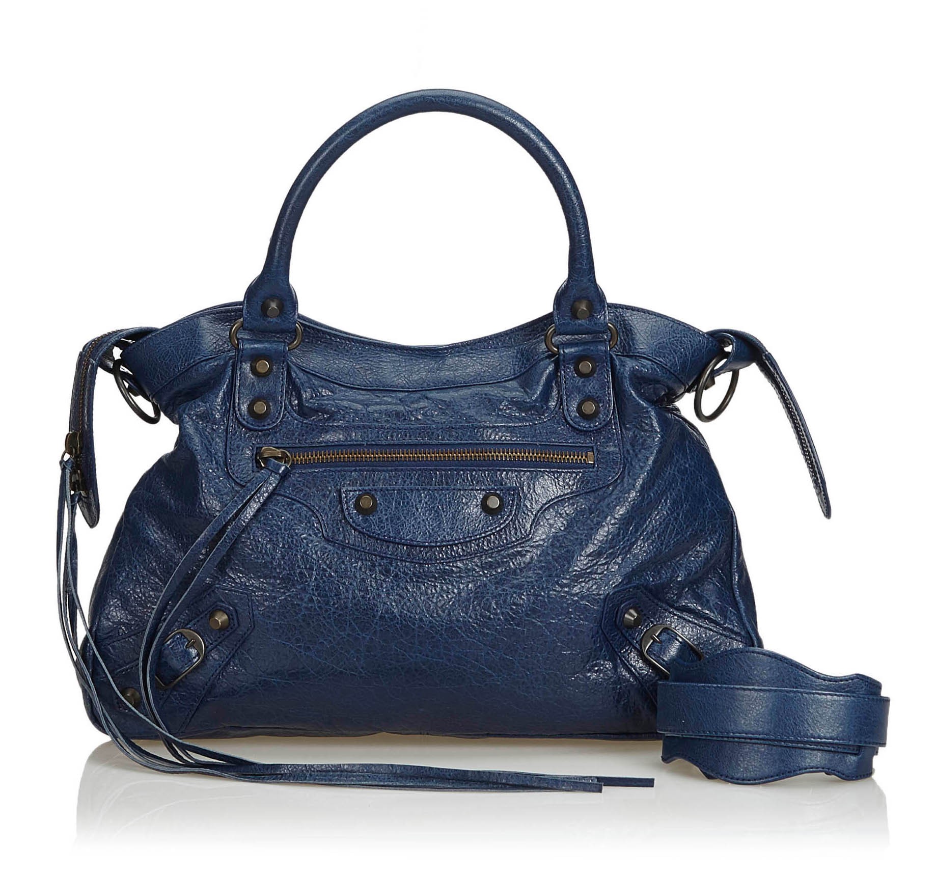 Balenciaga Vintage  Motocross Classic First Bag  Blue Navy  Leather  Handbag  Luxury High Quality  Avvenice
