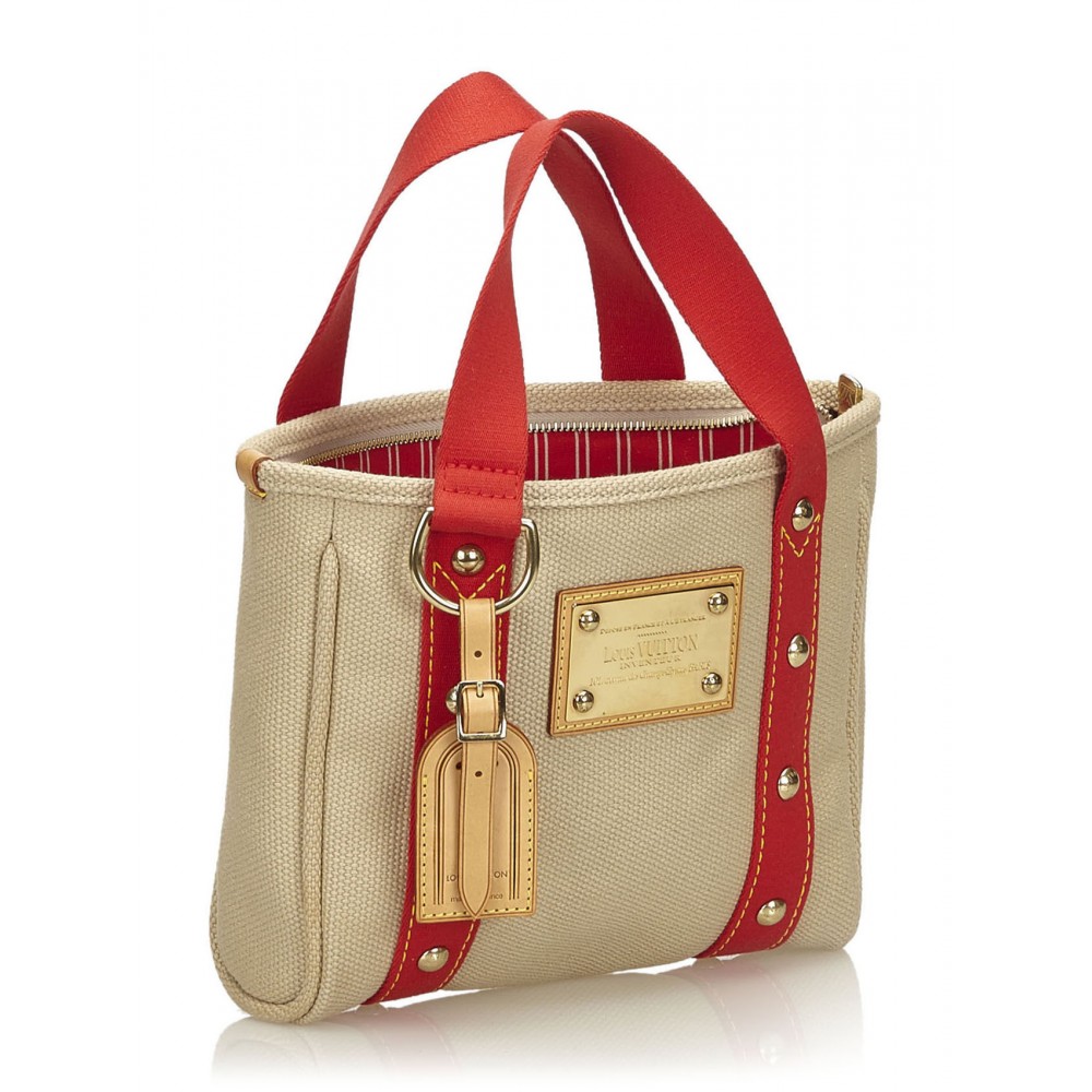 Louis Vuitton Vintage - Antigua Cabas PM Bag - Brown Beige - Canvas and Leather Handbag - Luxury ...