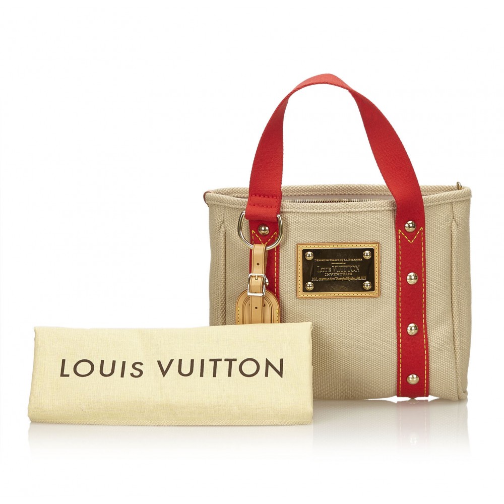 Auth Louis Vuitton Antigua Cabas MM Tote Bag Mocha Brown M80663