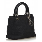Dior Vintage - Nylon 2 Way Lady Dior Bag - Black - Leather and Canvas Handbag - Luxury High Quality