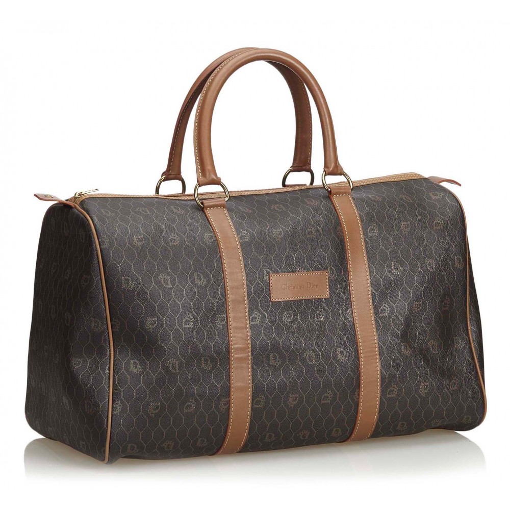 Dior Vintage Leather Travel Bag Black Brown